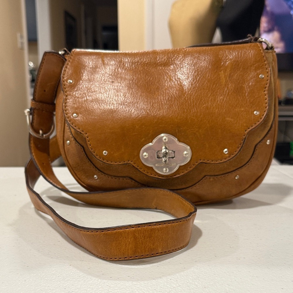 MICHAEL Michael Kors Vintage Leather and Suede Camel Brown Crossbody Bag